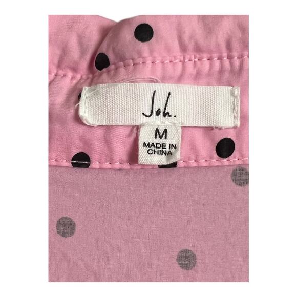Joh. Cotton Polka Dot Short Sleeve Short Dress Pink Women's M Barbiecore Girly - Picture 4 of 7